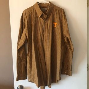 Orange checked UT of Tennessee button-down shirt.